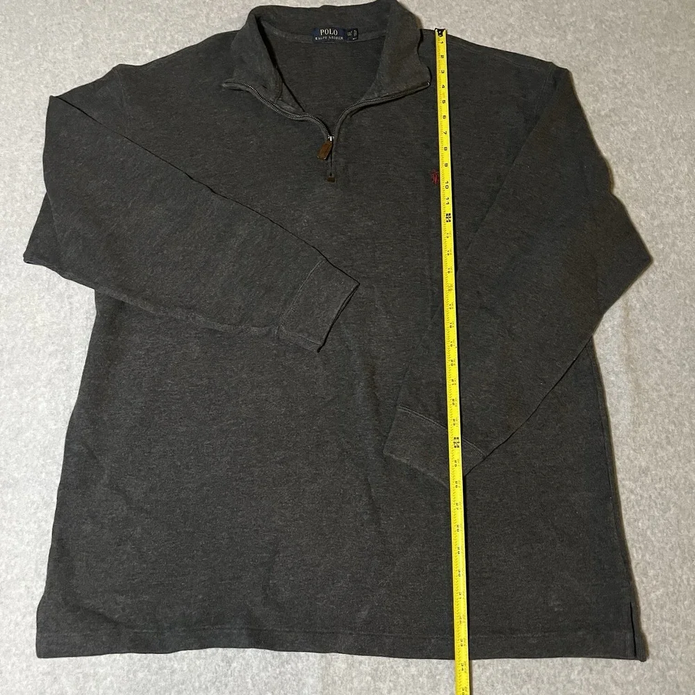 Polo Ralph Lauren Men's‎ 2XLT Tall Dark Gray 1/4 Zip Pullover Maroon Pony